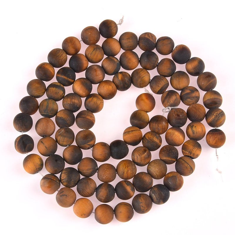 PLTbeads Natural Gemstone Loose Beads Matte Approxi 15.5 inch DIY Bracelet Necklace for Jewelry Making (6mm, Matte Yellow Tiger Eye) - Image 2